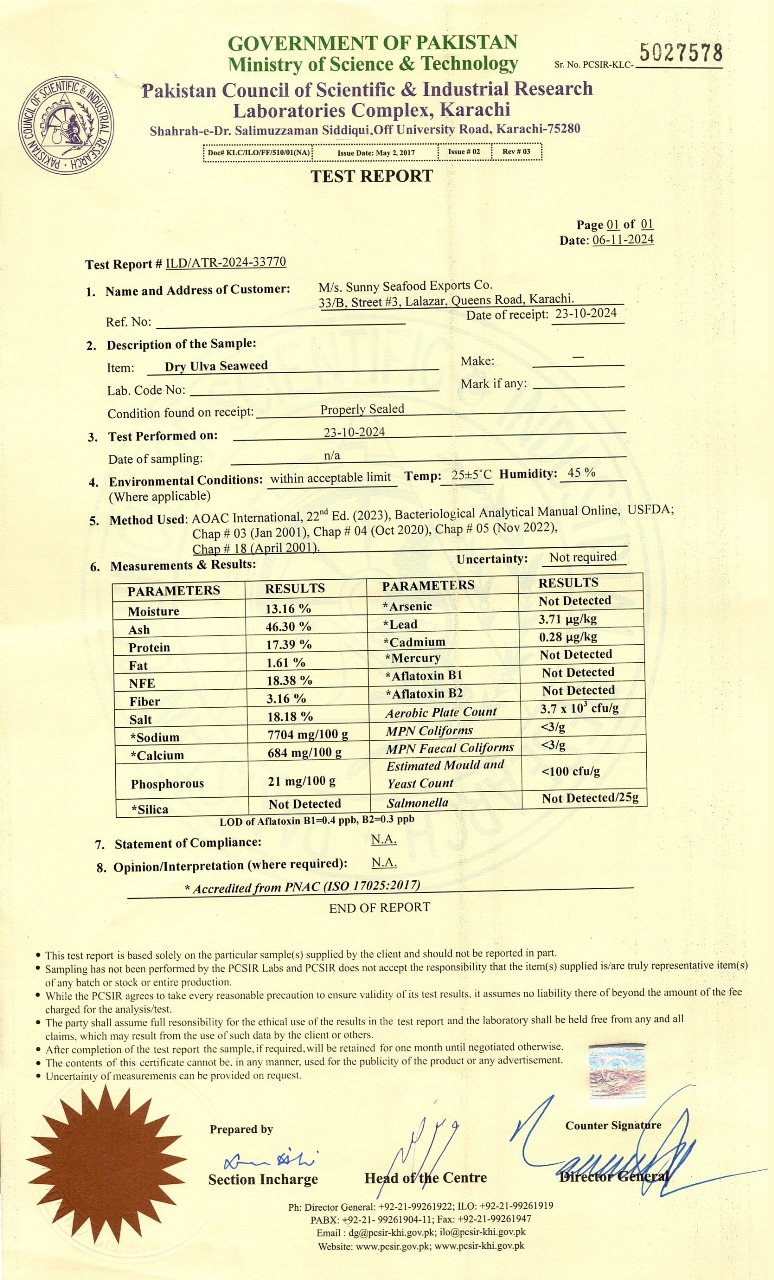 PCSIR Report for Ulva